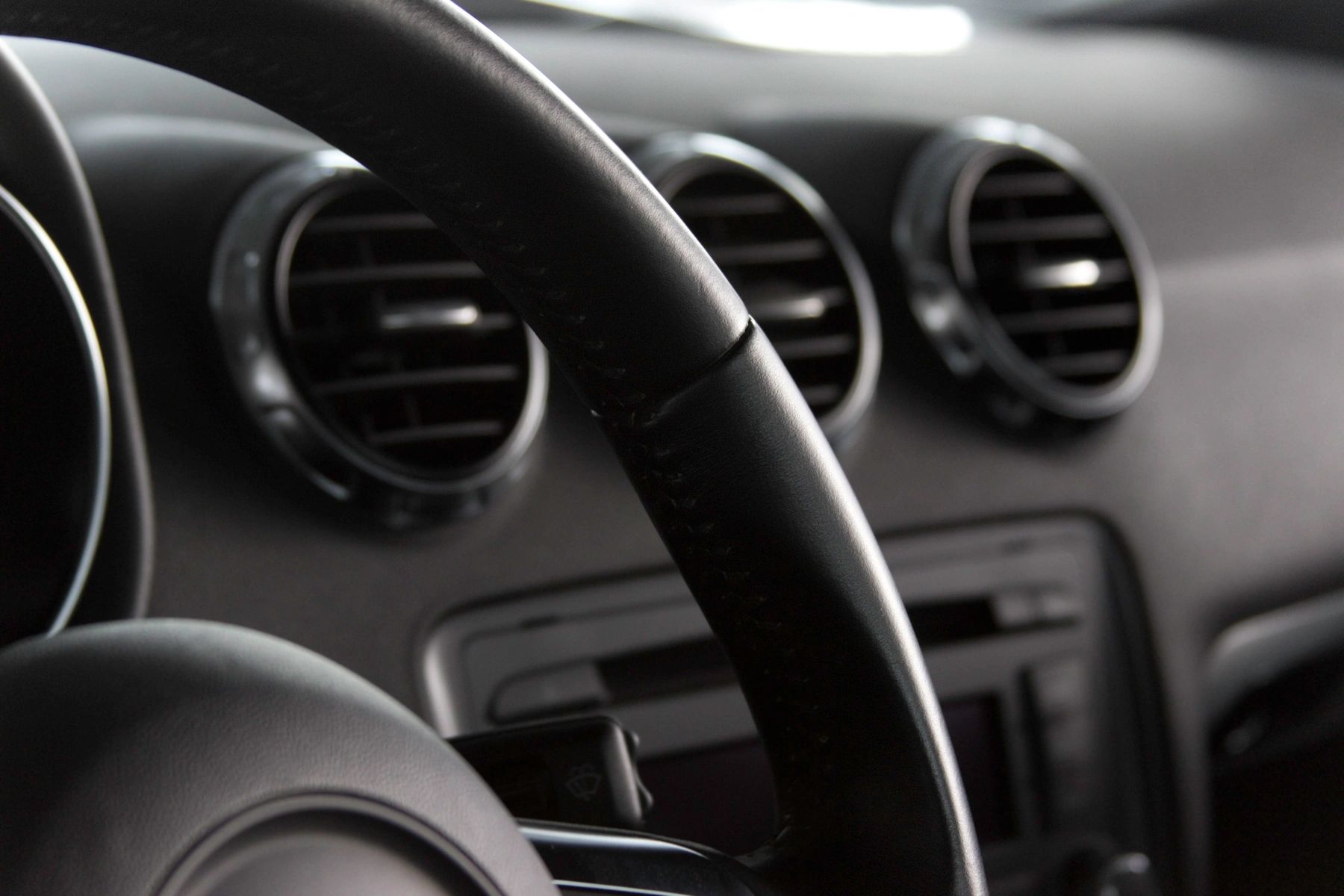 Luxury steering wheel and dashboard detail