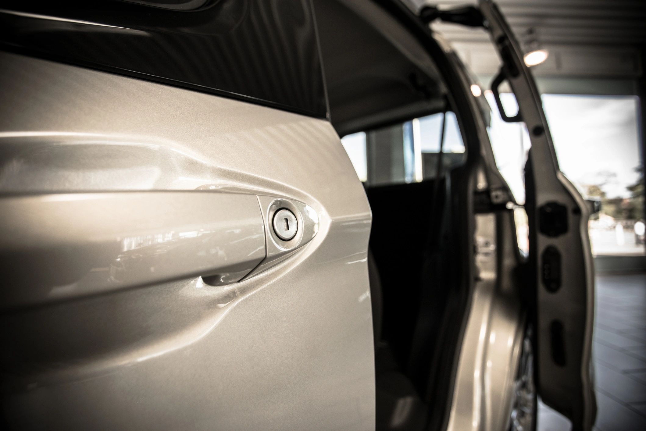 Premium vehicle exterior detail at a dealership